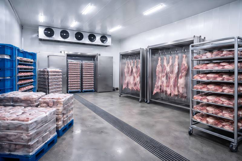 Cold storage and blast-freezing facility for French pork export at -18°C to -40°C