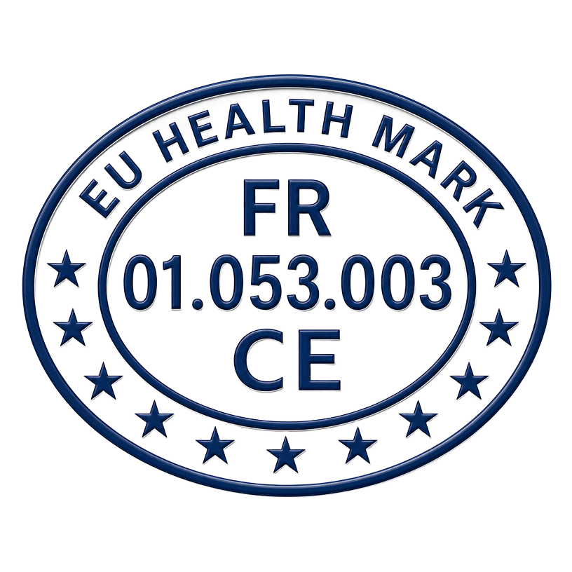 EU health mark FR 01.053.003 CE for the French pork slaughtering and cutting plant
