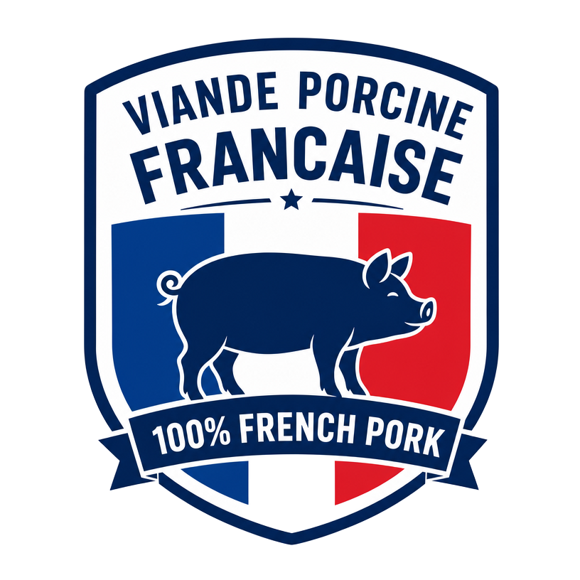 Viande Porcine Française VPF certification badge guaranteeing 100% French-origin pork